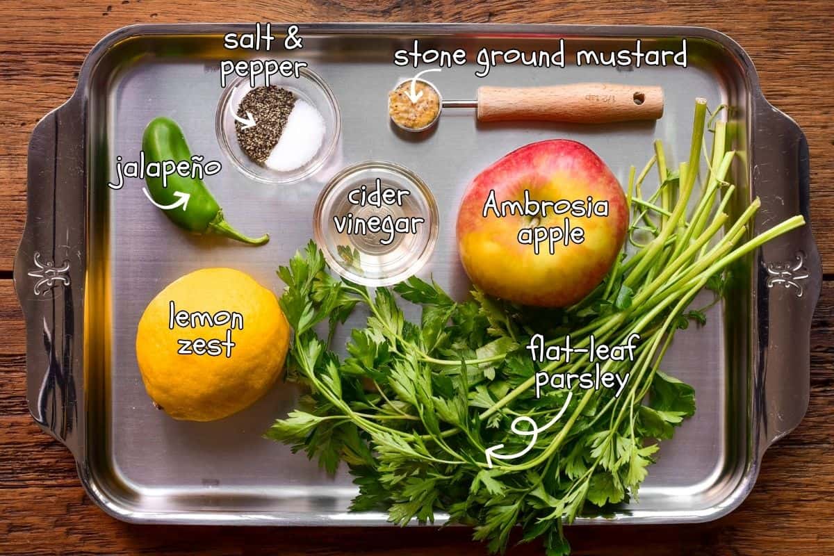 Apple-Herb Gremolata ingredients.