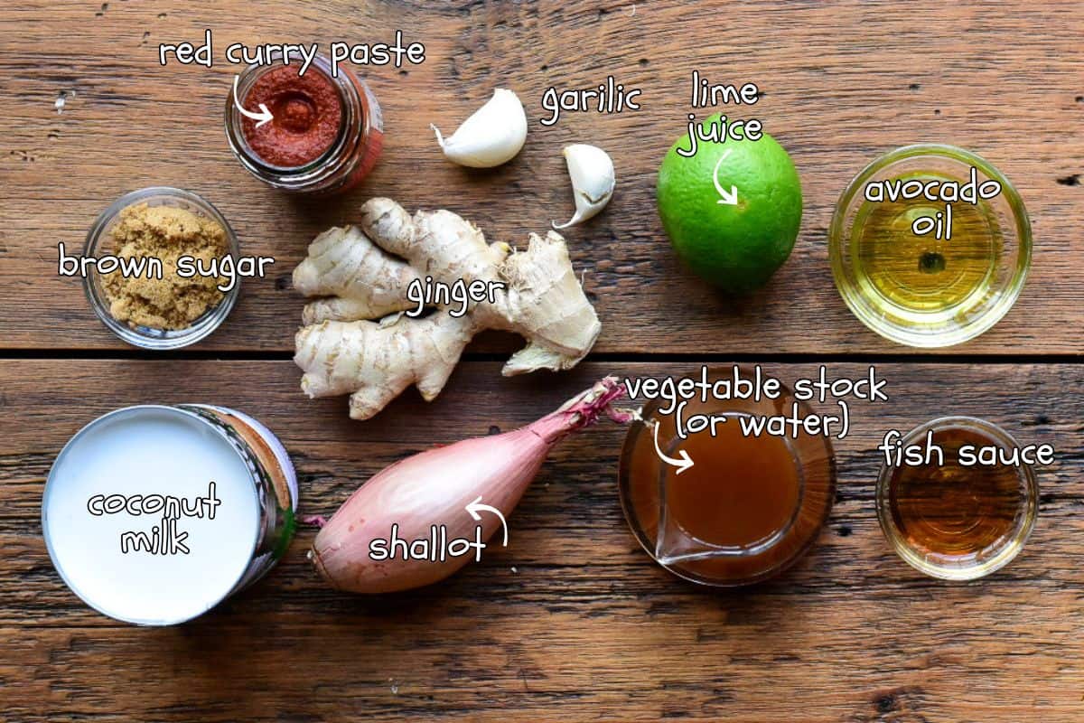 Ingredients for a Coconut-Curry Sauce.