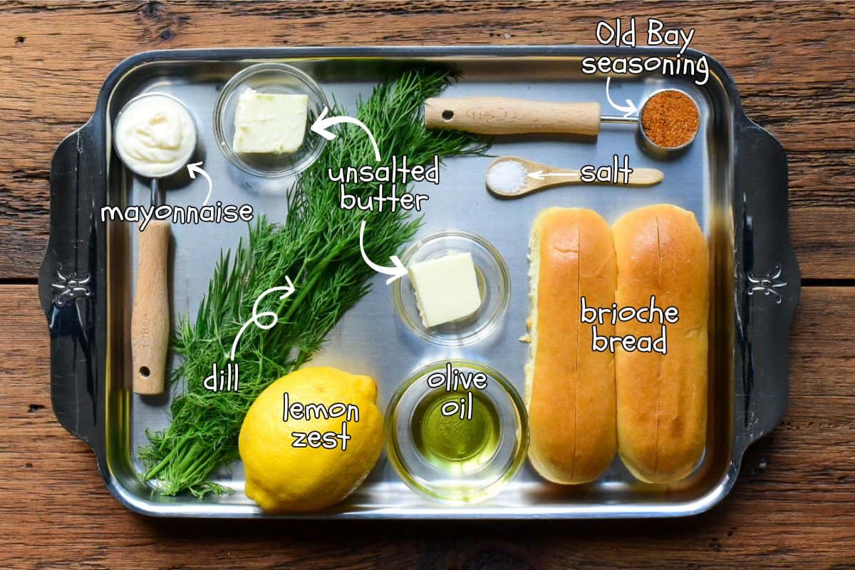 Brioche crumb and lemon dill butter ingredients