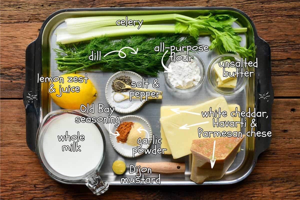Ingredients for a lobster roll cheese sauce.