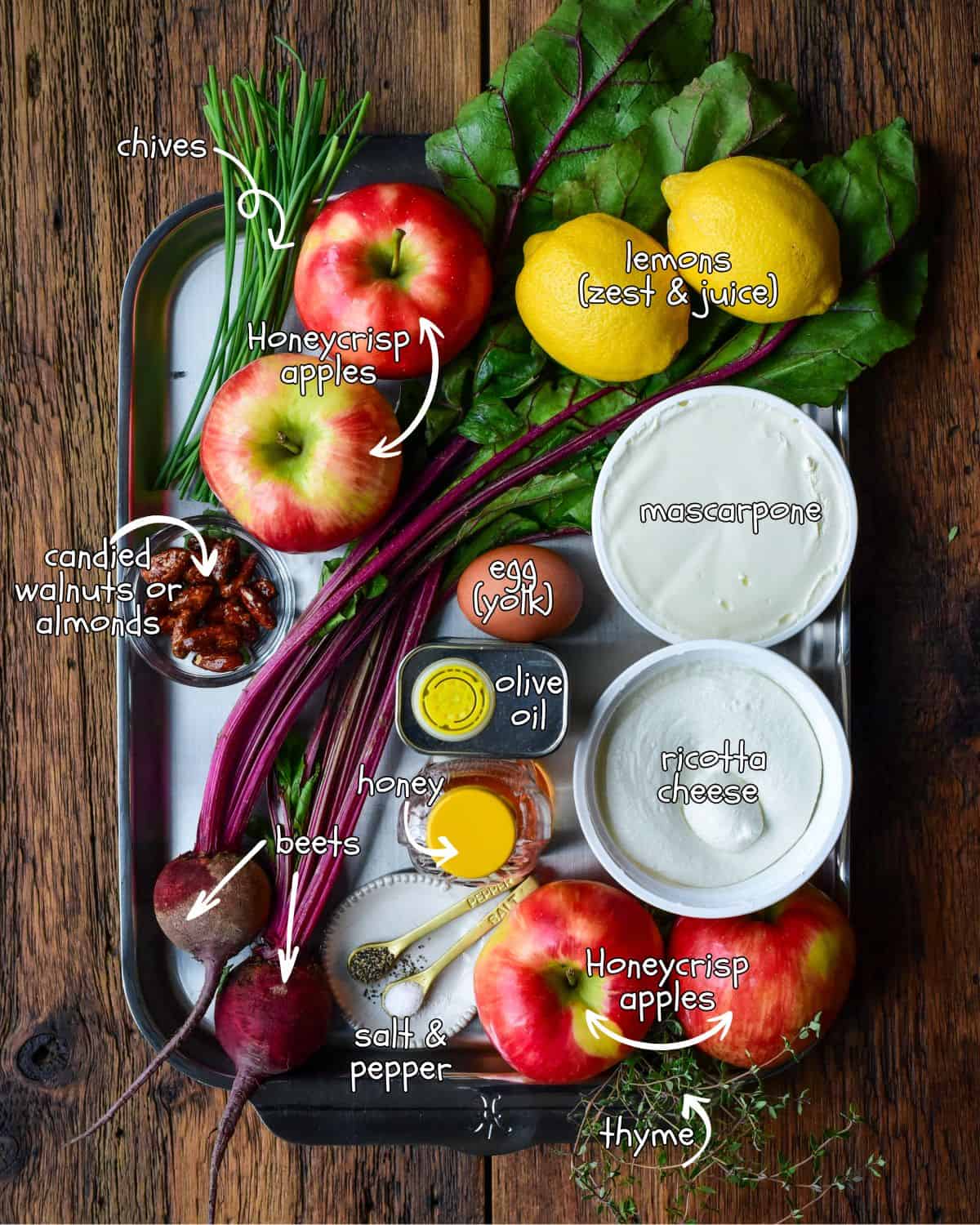 Ingredients for baked stuffed apples.