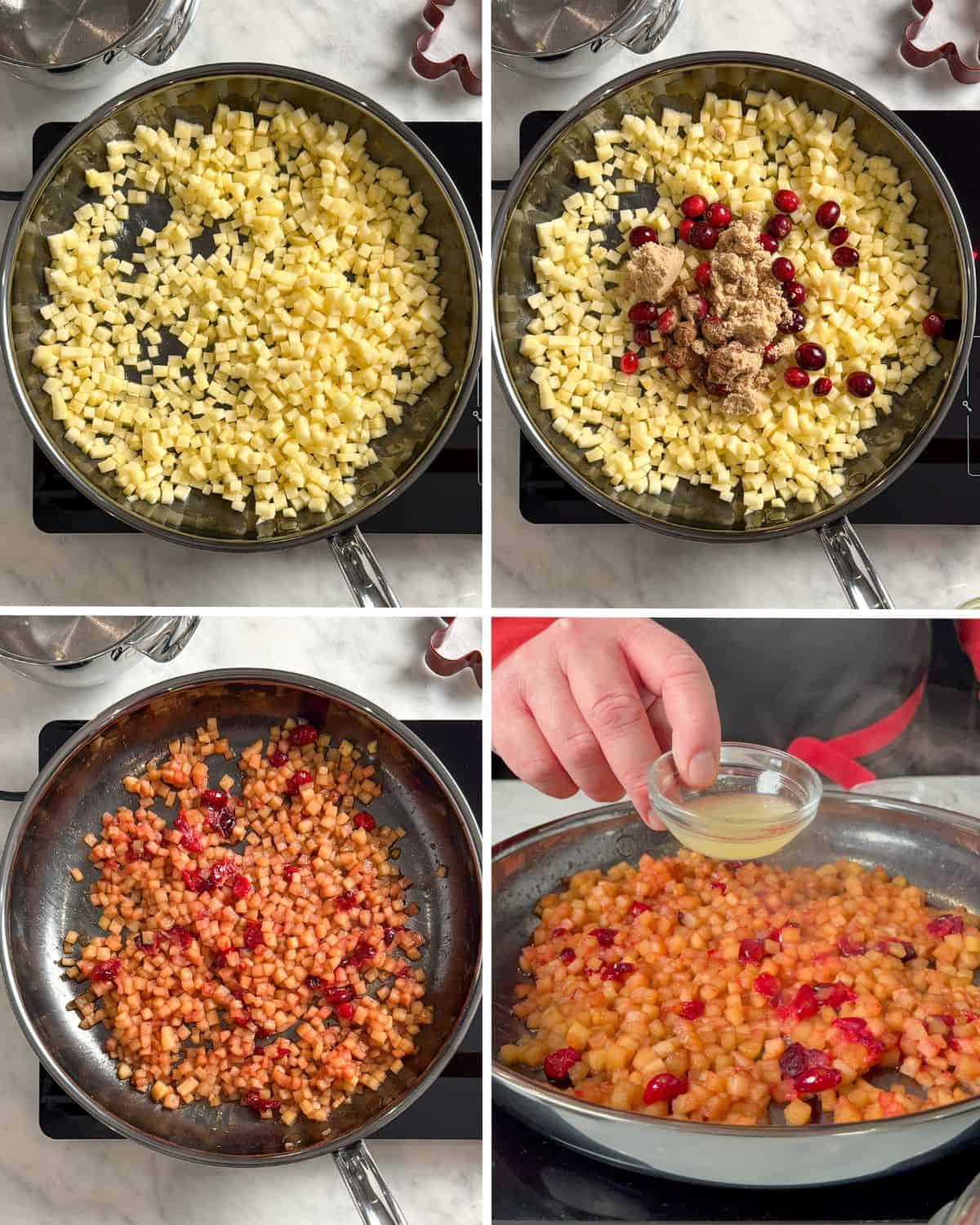 Steps for making the apple cranberry compote.