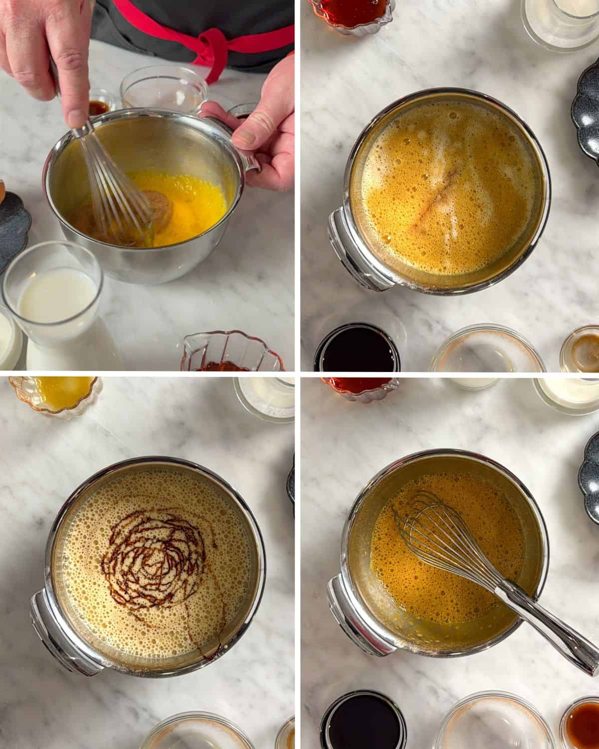 Steps for making the French toast custard.