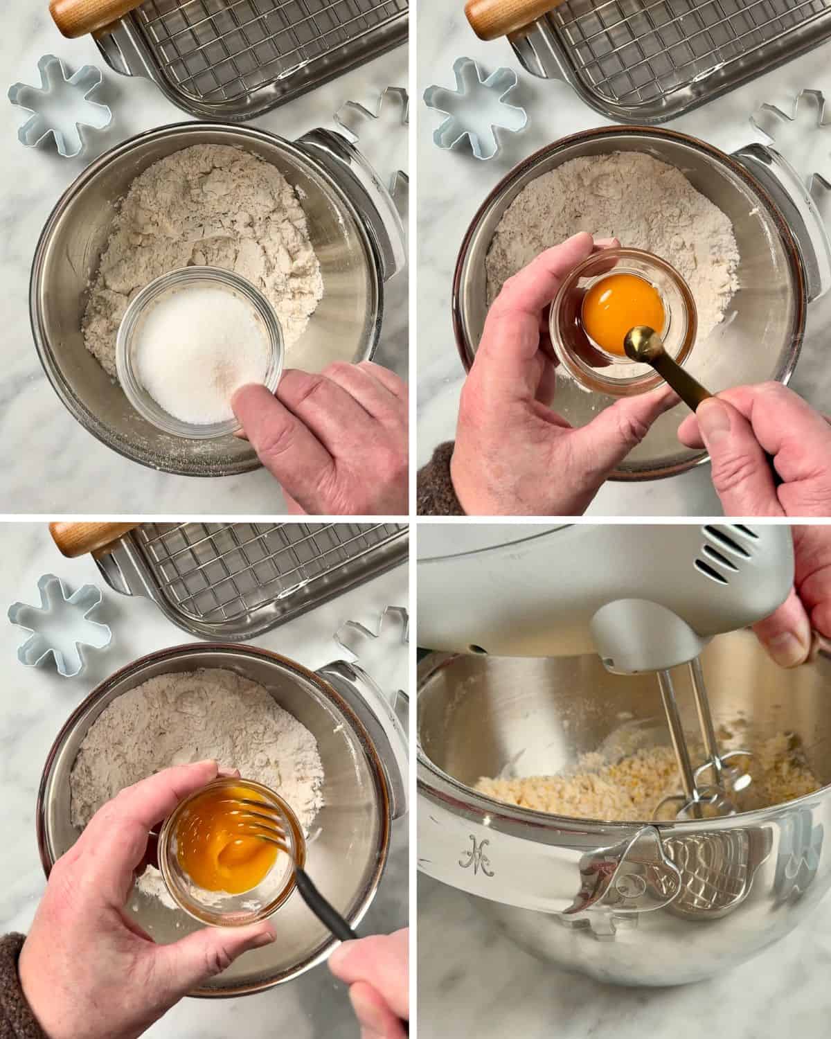 Steps for making the sugar cookie dough.