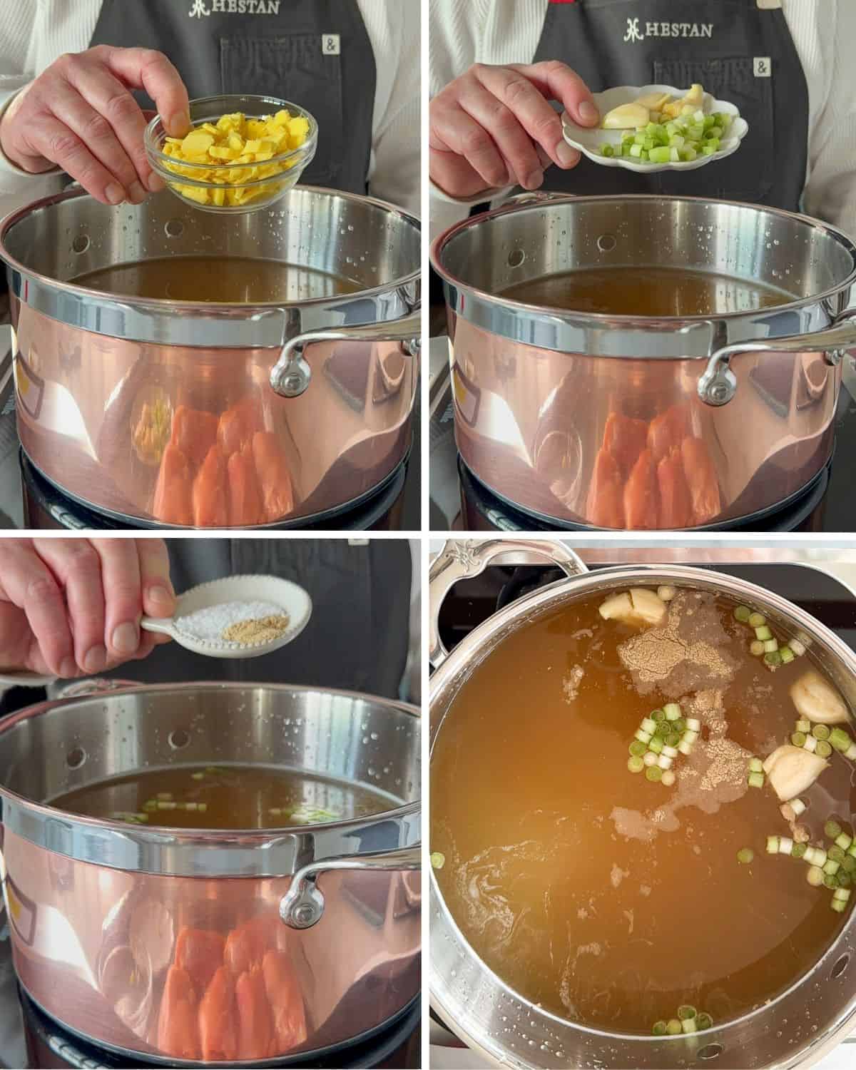 Build the ginger chicken broth.