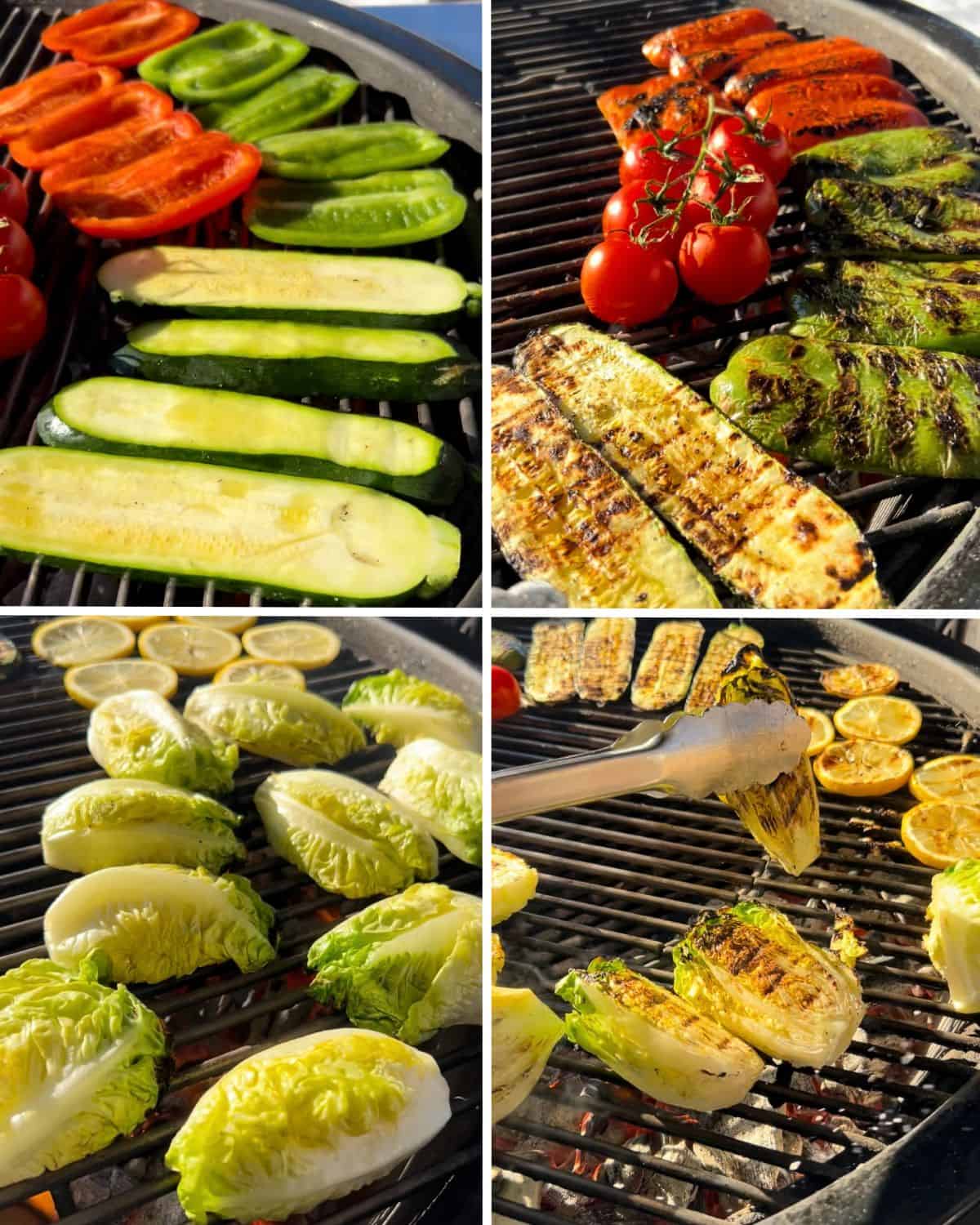 How to grill the veggies for a grilled shrimp salad.