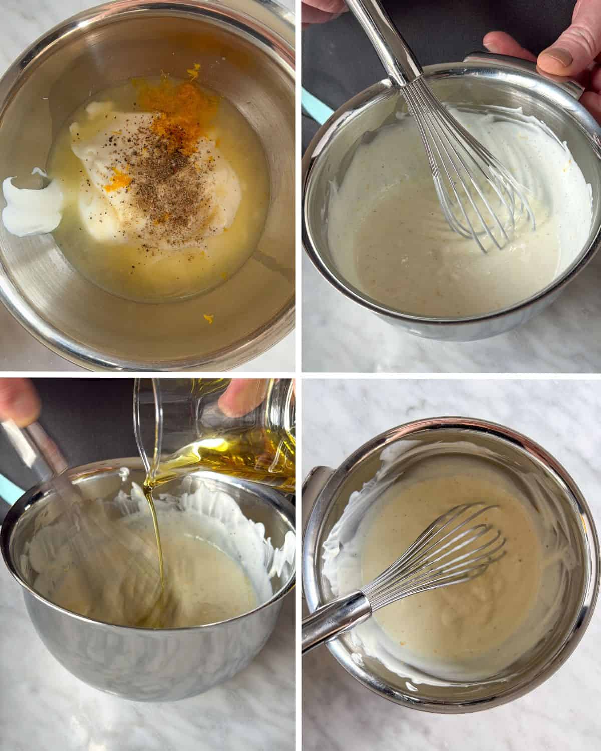 Steps on how to make the lemon yogurt dressing recipe.