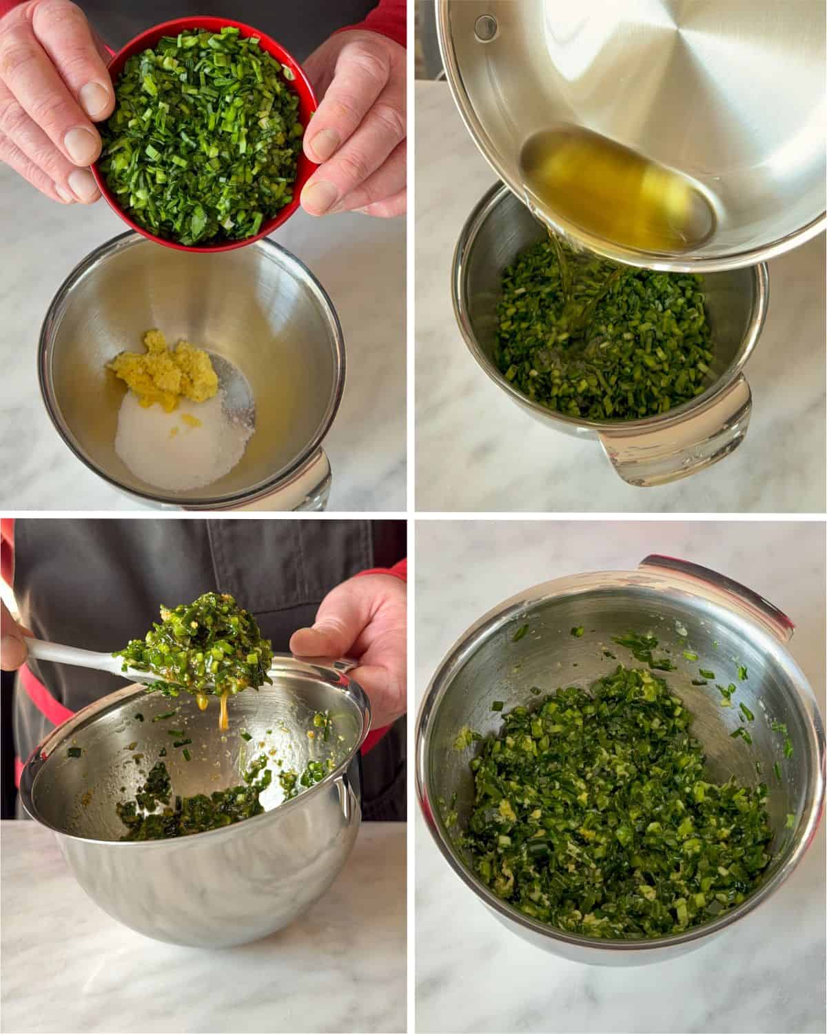 Make the ginger chive sauce.