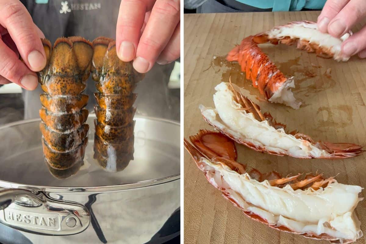 Boil and cut the lobster meat.