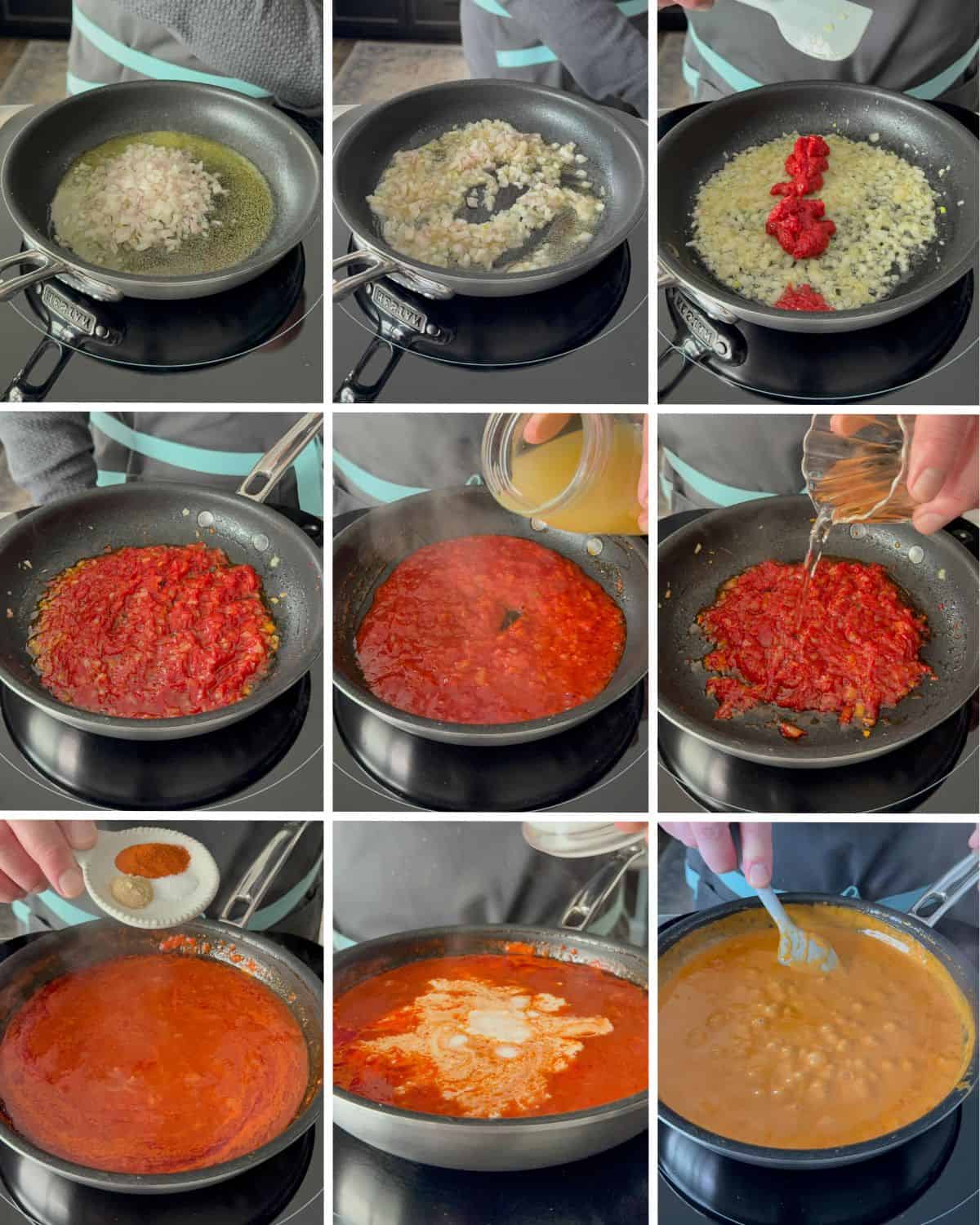 Create the lobster bisque sauce for the shrimp and lasagna roll ups.