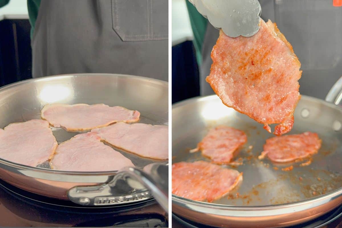 Cook the back bacon.