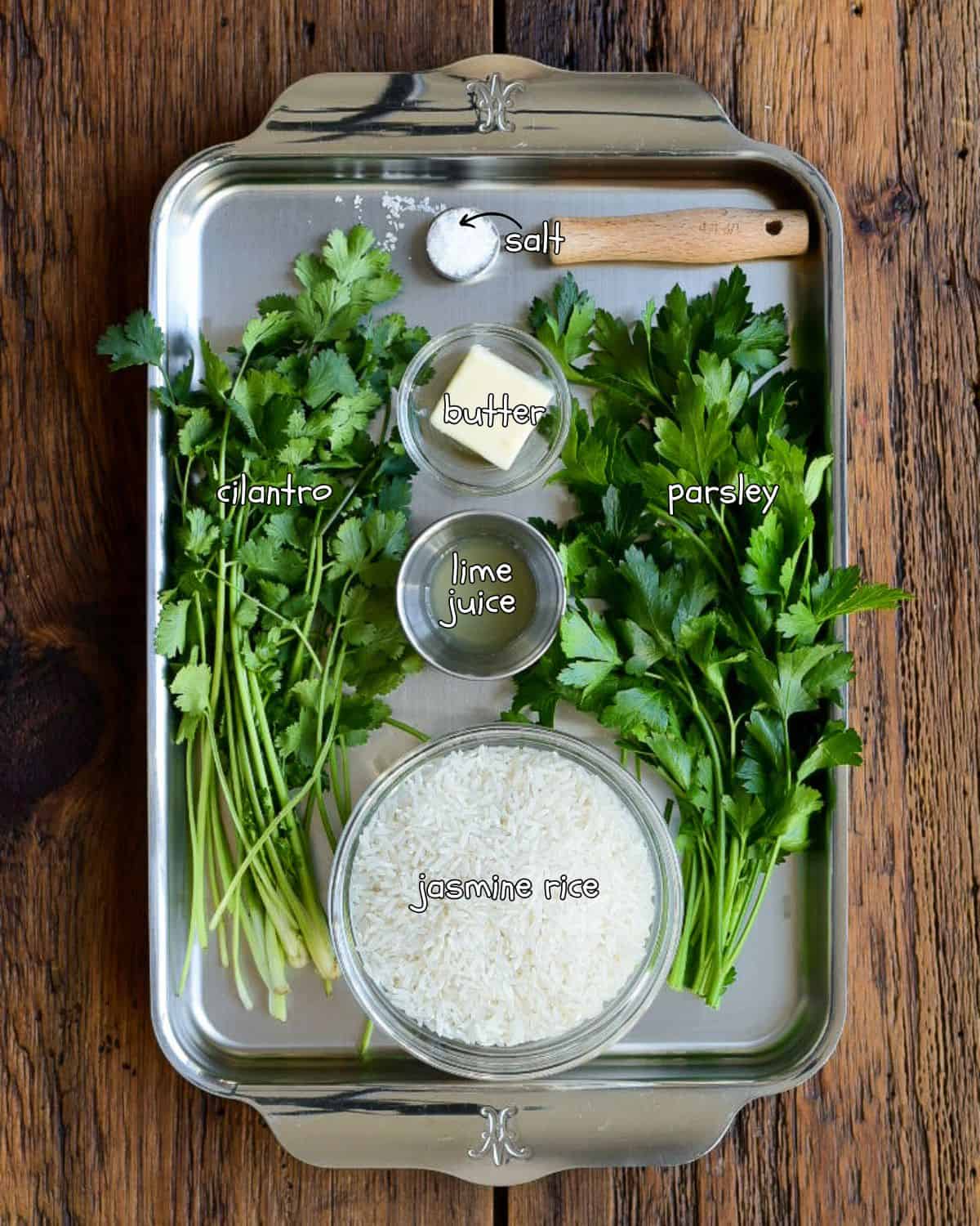Ingredients for a jasmine herb rice.