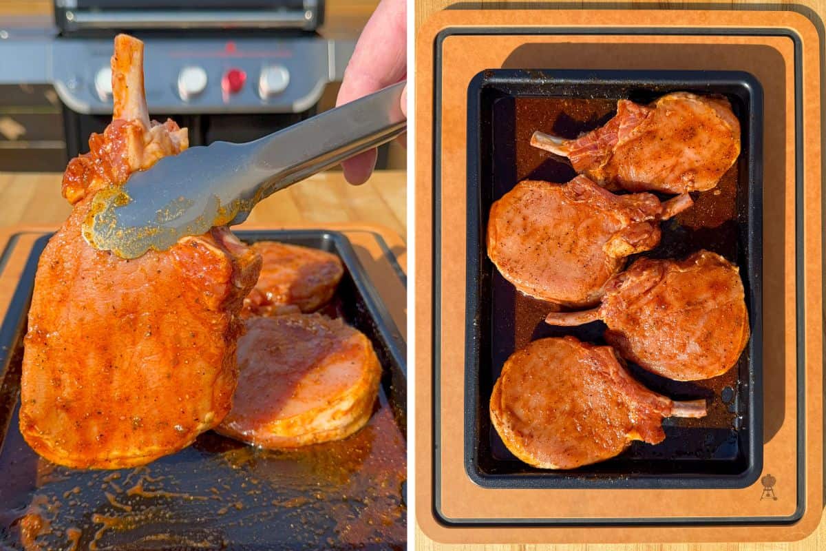 Coat the pork chops with the marinade.