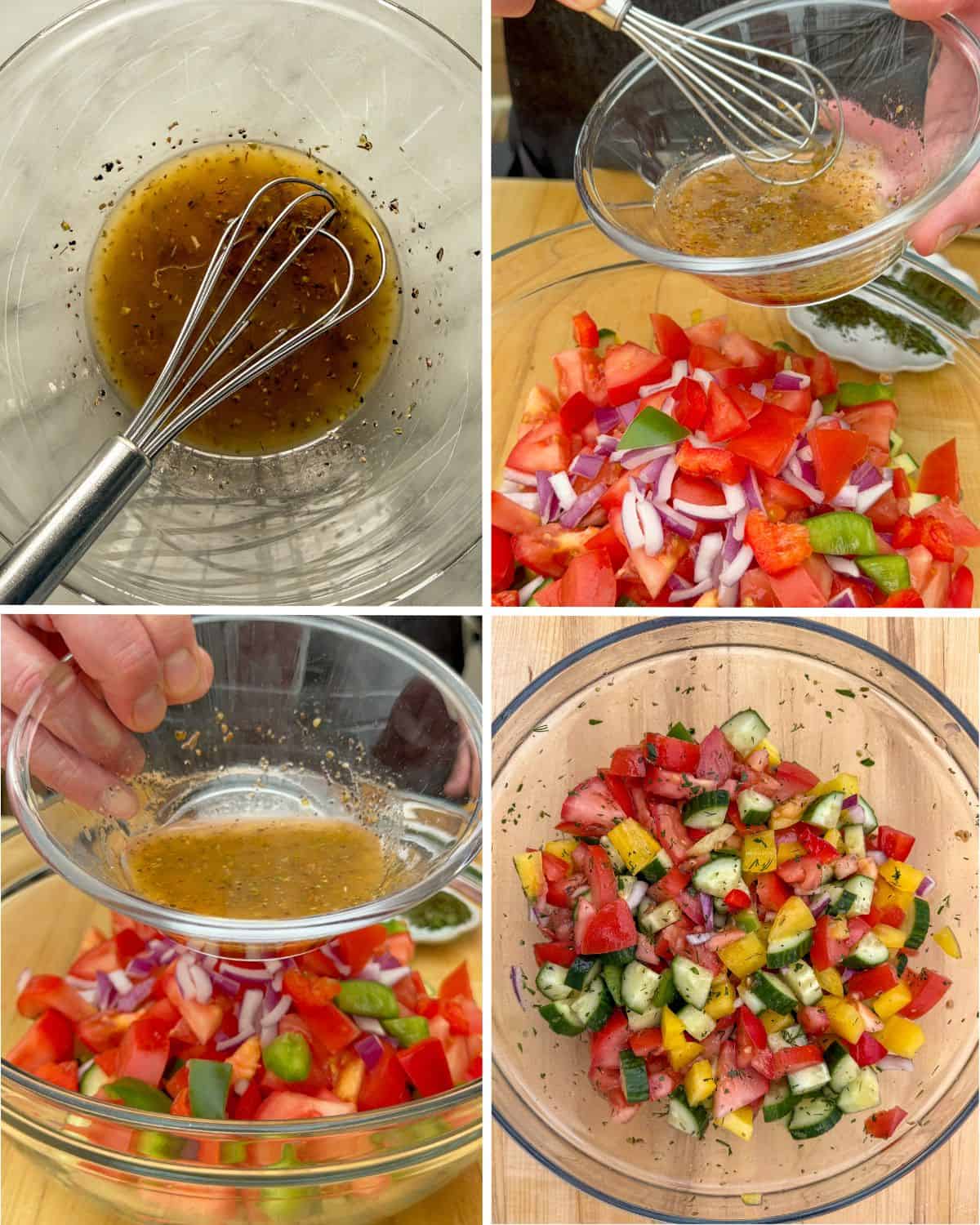Mix the greenhouse salad dressing then toss the salad.