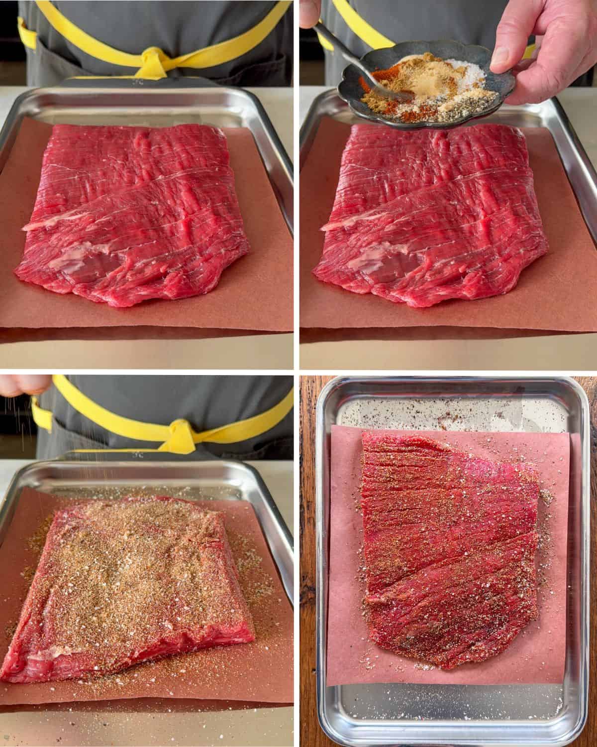 Apply the steak fajita seasoning on both sides.
