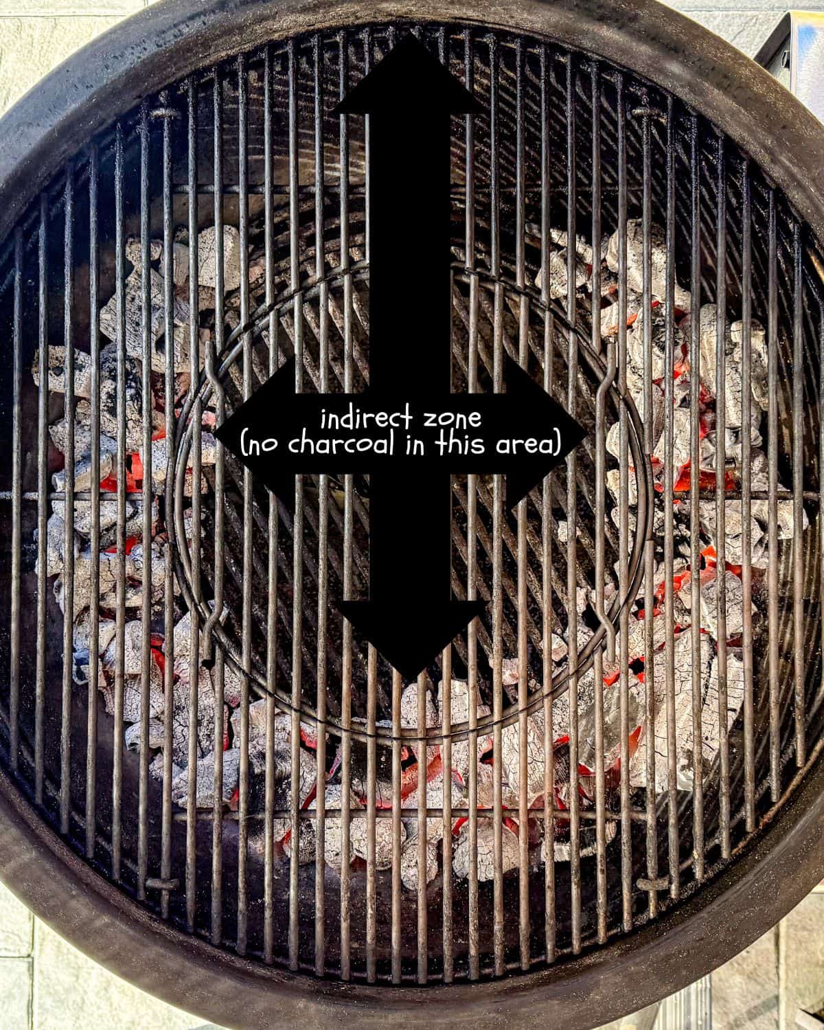 Prep the charcoal grill for an indirect heat zone.