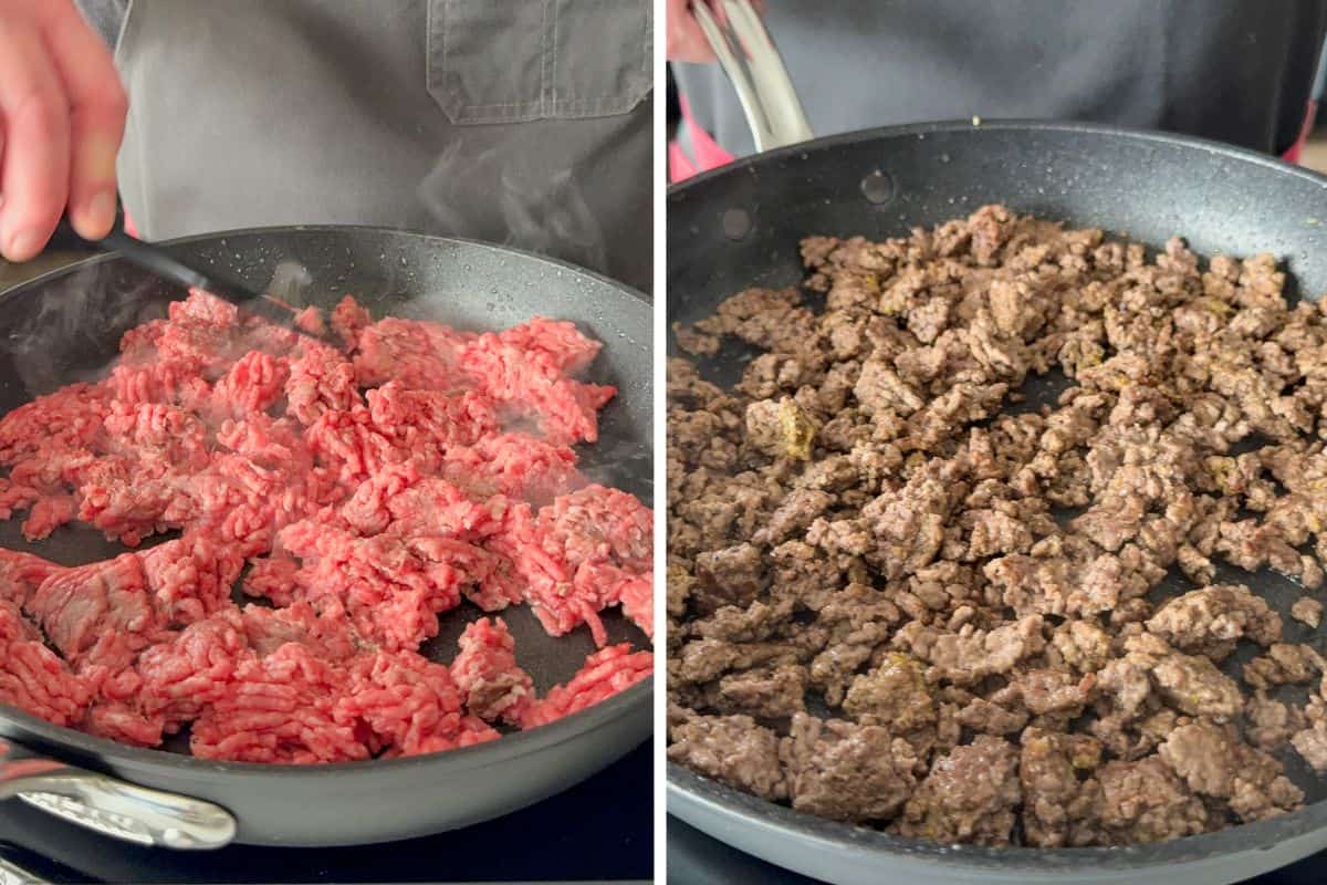 Brown the ground beef.