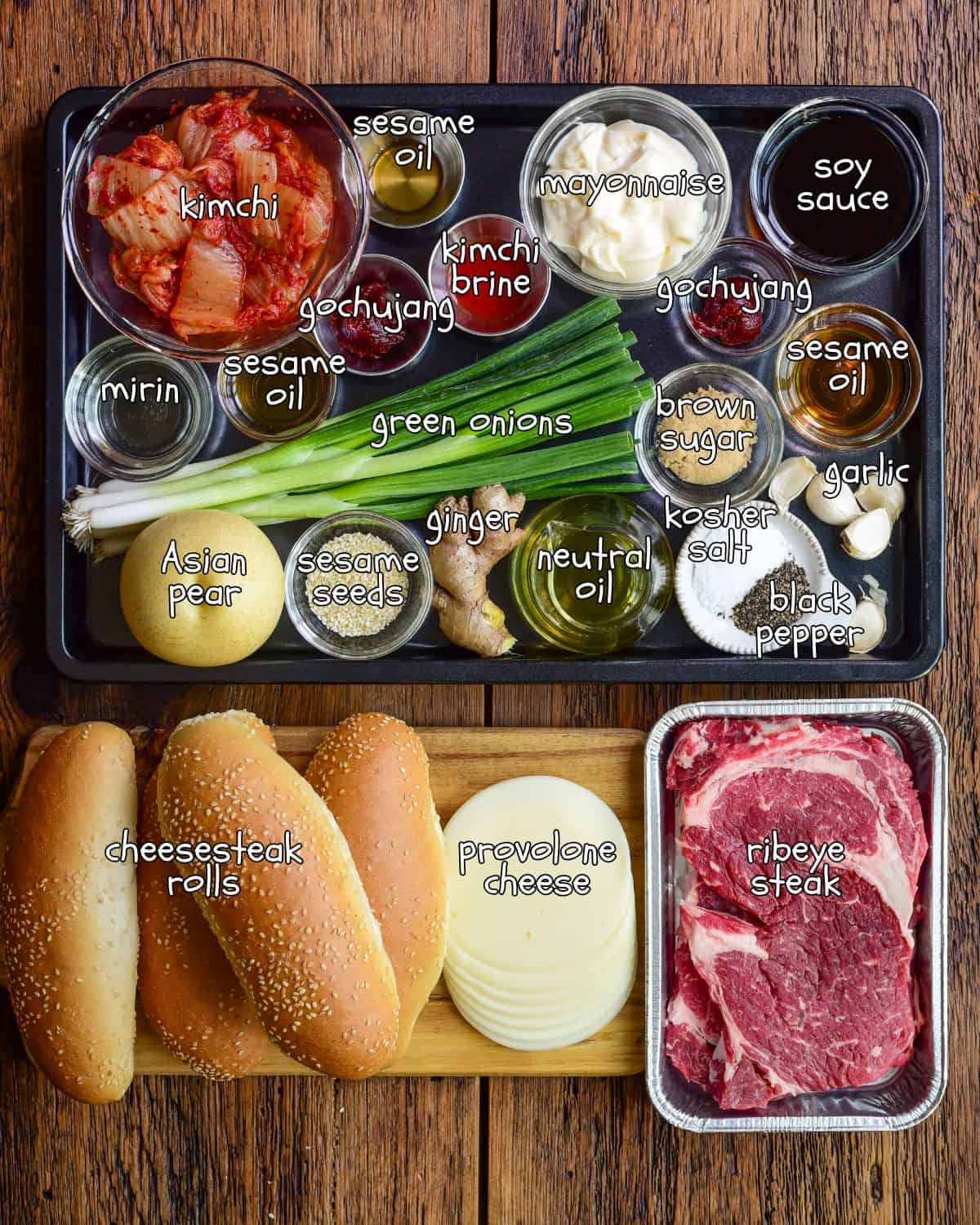 Ingredients for a bulgogi cheesesteak recipe.