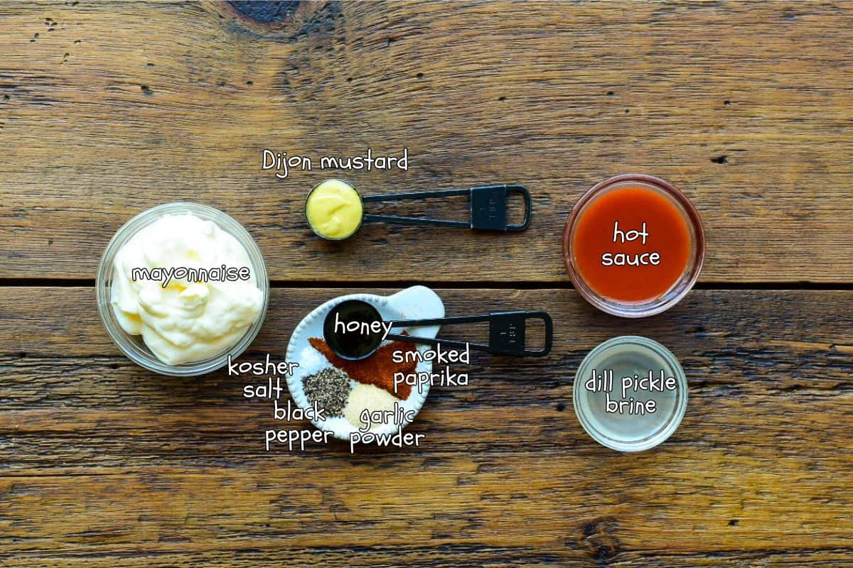 Ingredients for a Nashville Comeback Sauce recipe.