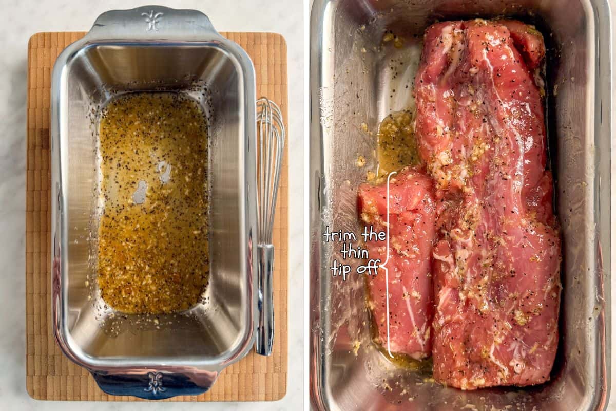 Make the thai pork tenderloin marinade recipe then coat the pork to marinate.