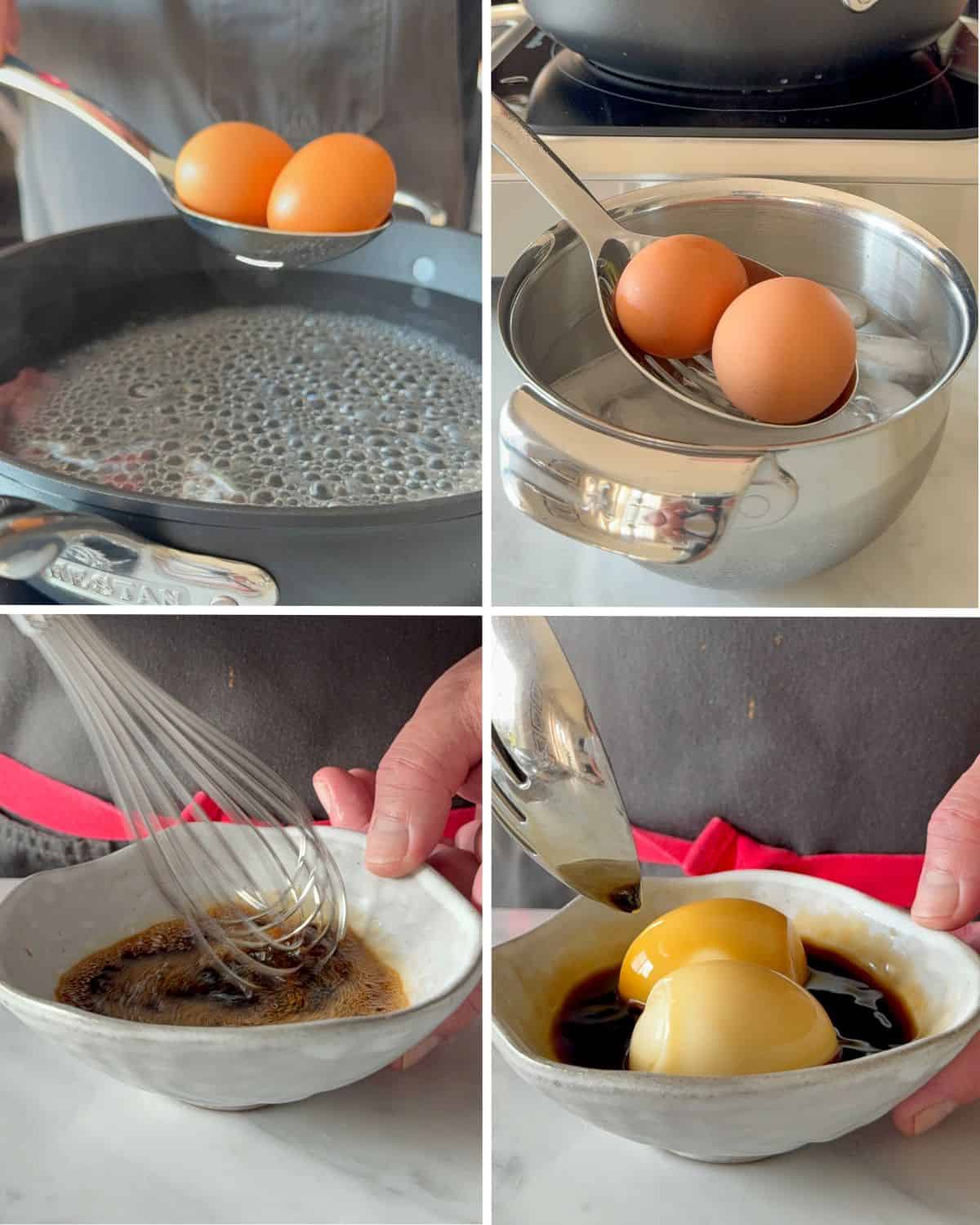 Boil, peel and marinate the shoyu eggs.