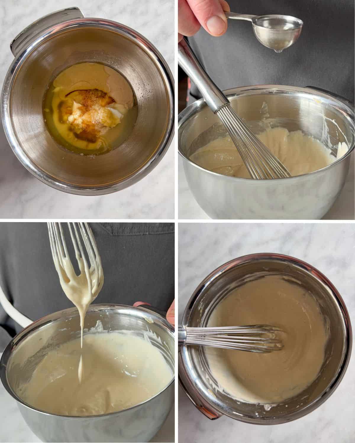 Mix the Honey Lemon Tahini Yogurt Dressing ingredients and add water to thin out if required.