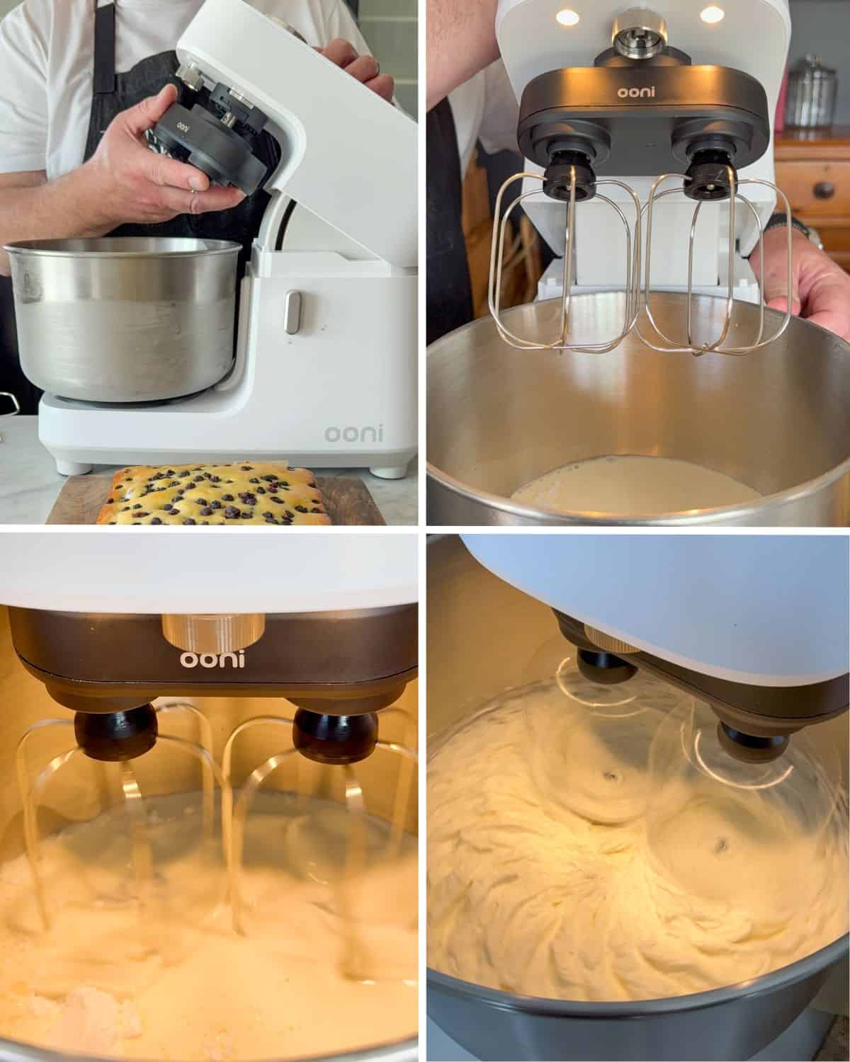 Place the Ooni Halo mixing bowl and whisk in the freezer. Add the vanilla whipped cream ingredients and whip until medium peaks form.