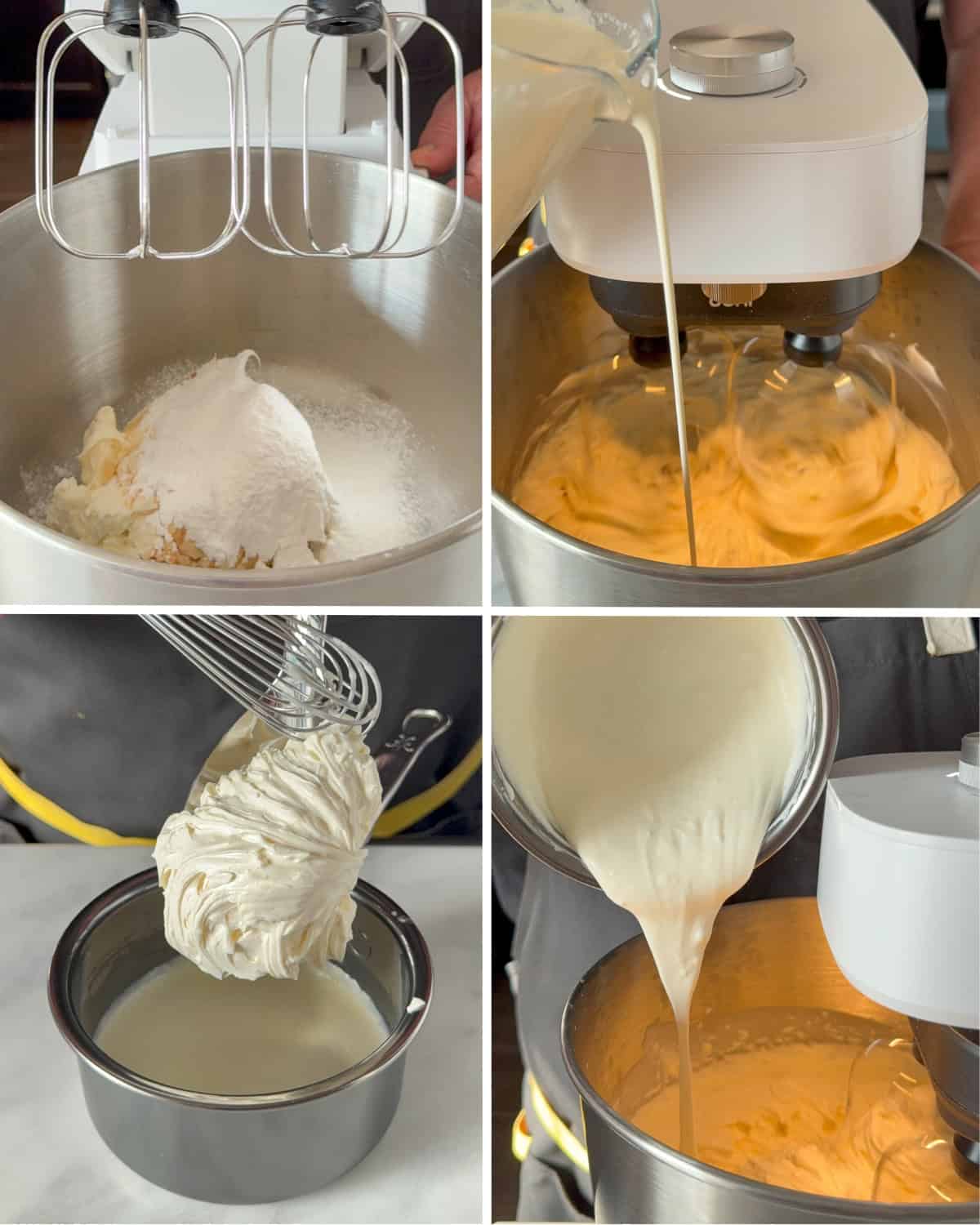 Add the mascarpone ingredients into the stand mixer and whip until peaks form.