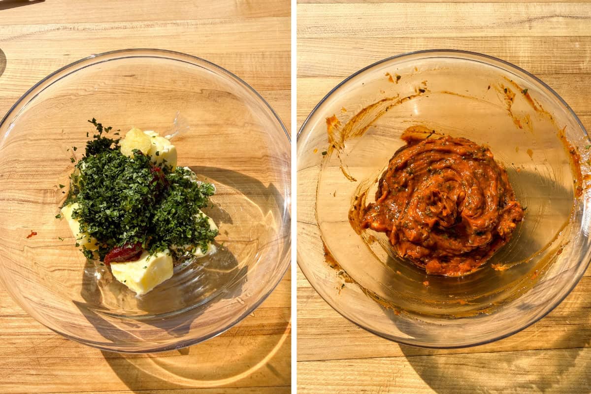 Mix the gochujang cilantro butter ingredients in a small bowl until combined and smooth.