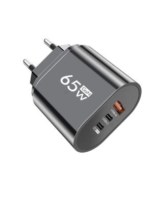 Väggladdare 65W GaN USB-C Snabbladdare 3 portar