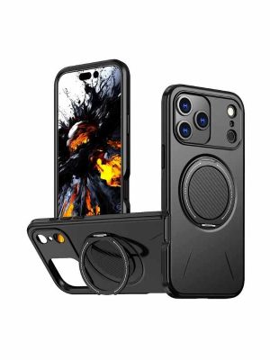 iPhone 17 Pro Max Stöttåligt Skal med Ställ & MagSafe 360° Skydd Svart