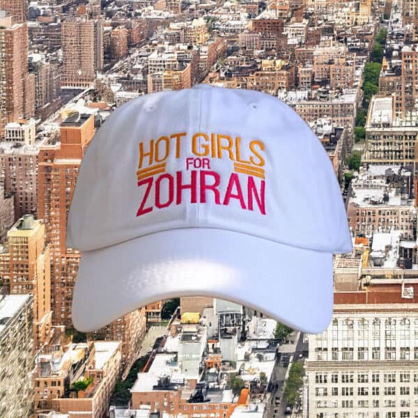Embroidered White Cap for NYC Mayor Campaign- Hot Girls for Zohran Hat