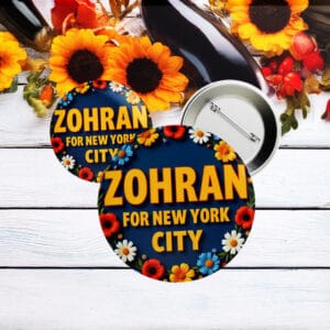 Floral Zohran For New York City Campaign Button – Progressive Political Pin