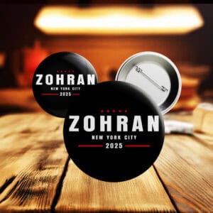 Political Campaign Pinback Badge - Vote Zohran Zohran Mamdani for New York City 2025 Pin Button