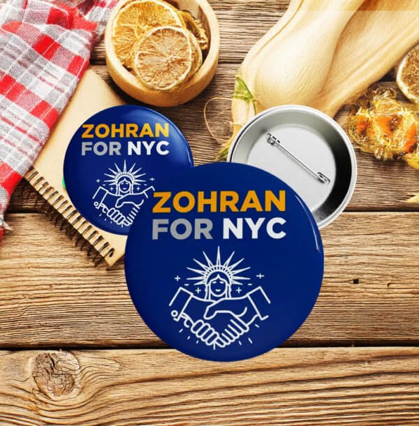 Political Pinback Badge - Vote Zohran for Mayor 2025, Zohran For NYC Campaign Button