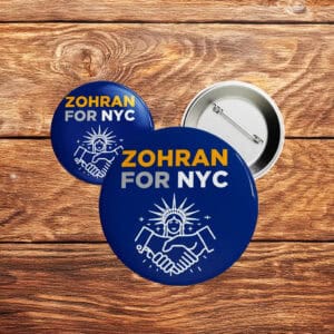 Political Pinback Badge - Vote Zohran for Mayor 2025, Zohran For NYC Campaign Button