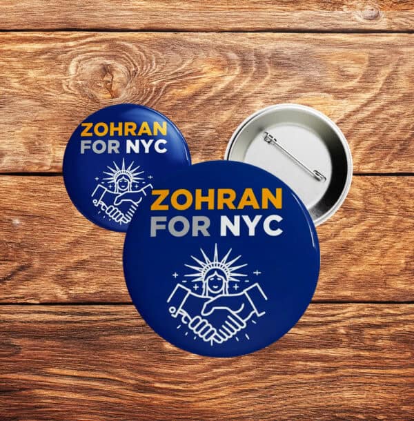 Political Pinback Badge - Vote Zohran for Mayor 2025, Zohran For NYC Campaign Button