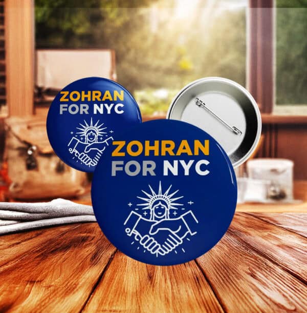 Political Pinback Badge - Vote Zohran for Mayor 2025, Zohran For NYC Campaign Button