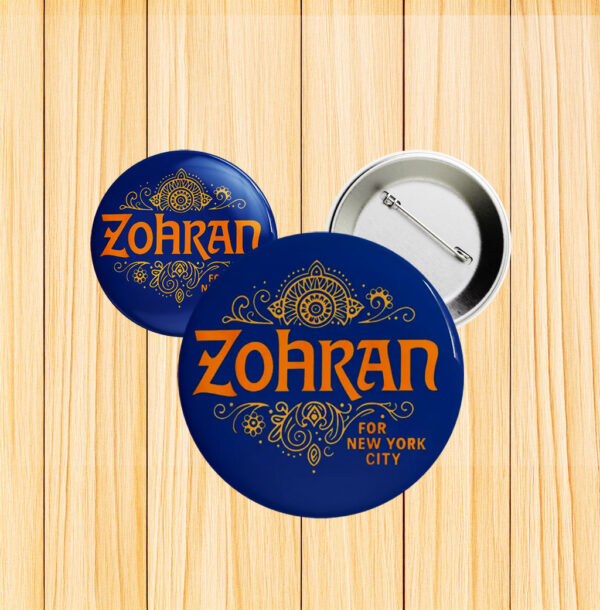 Political Pinback Badge - Vote Zohran for Mayor, Zohran For NYC Campaign Button