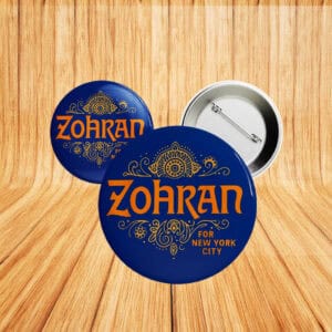 Political Pinback Badge - Vote Zohran for Mayor, Zohran For NYC Campaign Button