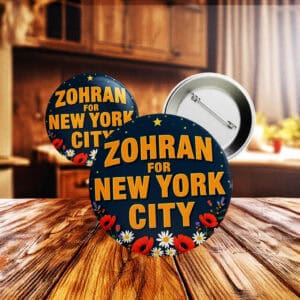 Progressive Political Campaign Badge-Zohran Mamdani for NYC Pin Button