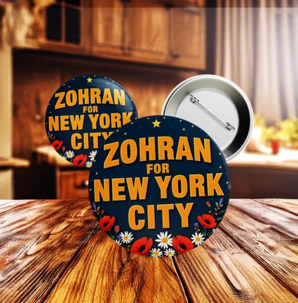 Progressive Political Campaign Badge-Zohran Mamdani for NYC Pin Button