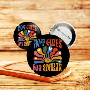 Retro Floral Campaign Pin for NYC Election, Boho Hot Girls For Zohran Pin Button
