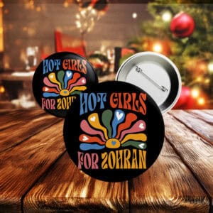 Retro Floral Campaign Pin for NYC Election, Boho Hot Girls For Zohran Pin Button