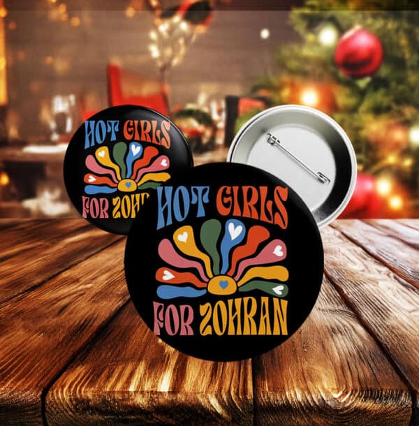 Retro Floral Campaign Pin for NYC Election, Boho Hot Girls For Zohran Pin Button