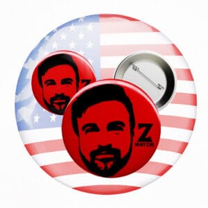 Stencil Zohran Mamdani New York City Mayor NYC 2025 Button – Iconic Campaign Pin