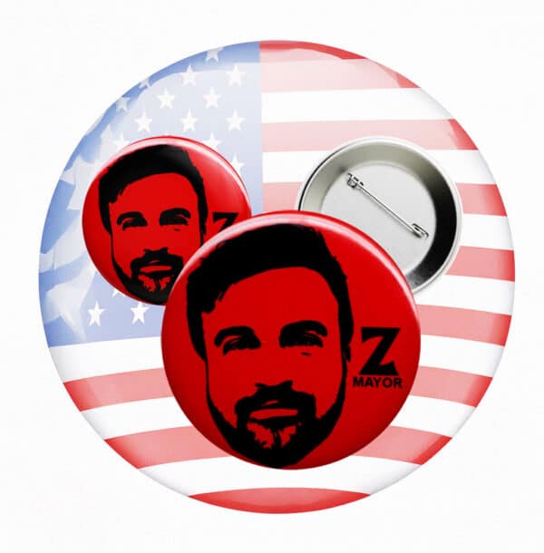 Stencil Zohran Mamdani New York City Mayor NYC 2025 Button – Iconic Campaign Pin