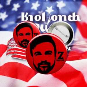 Stencil Zohran Mamdani New York City Mayor NYC 2025 Button – Iconic Campaign Pin