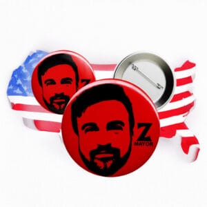 Stencil Zohran Mamdani New York City Mayor NYC 2025 Button – Iconic Campaign Pin