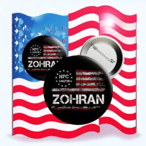 Vote for Zohran New York 2025 Campaign Button, Zohran Mayo for NYC Pin